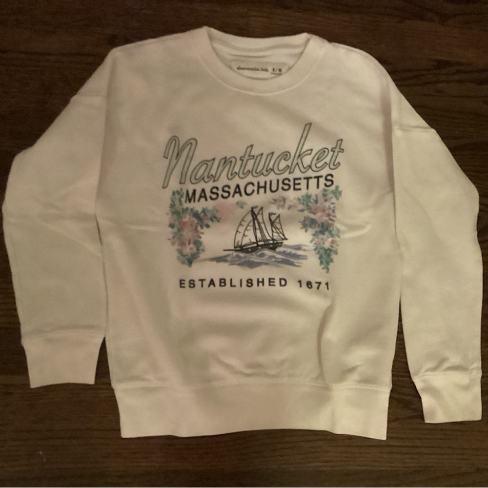 Abercrombie Kids White Crewneck Sweater